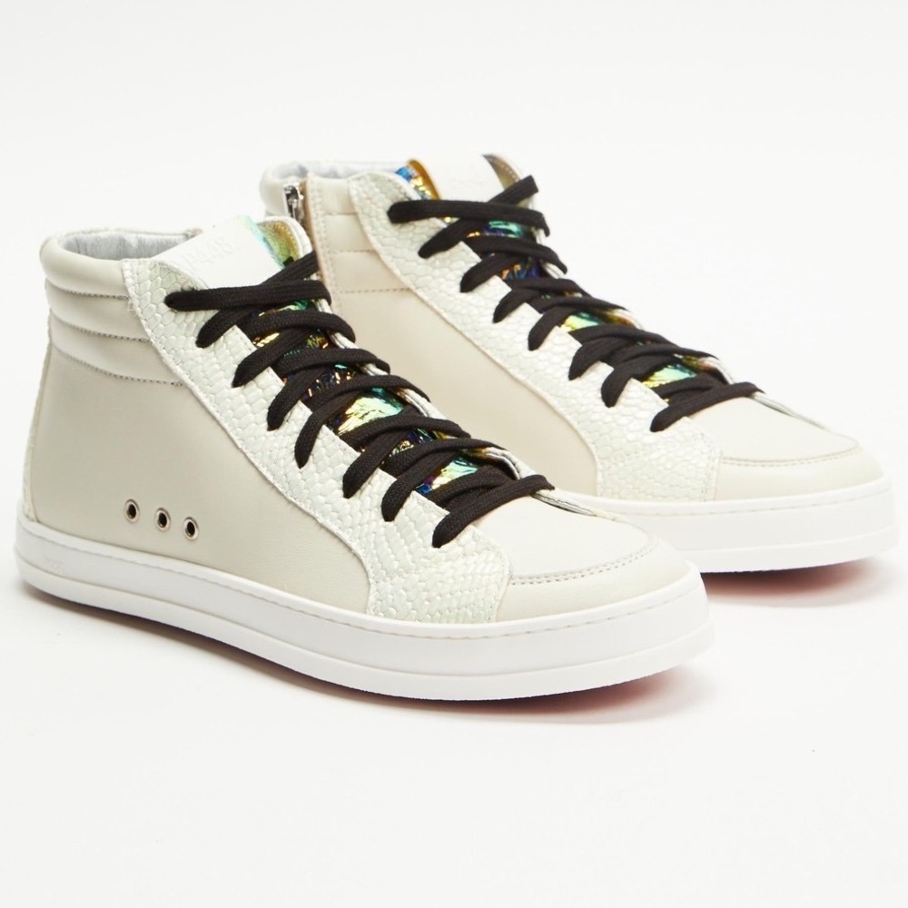 P448 Nautilus High Top Skate Sneakers White Italian Size 35 (US 5) EUC‎